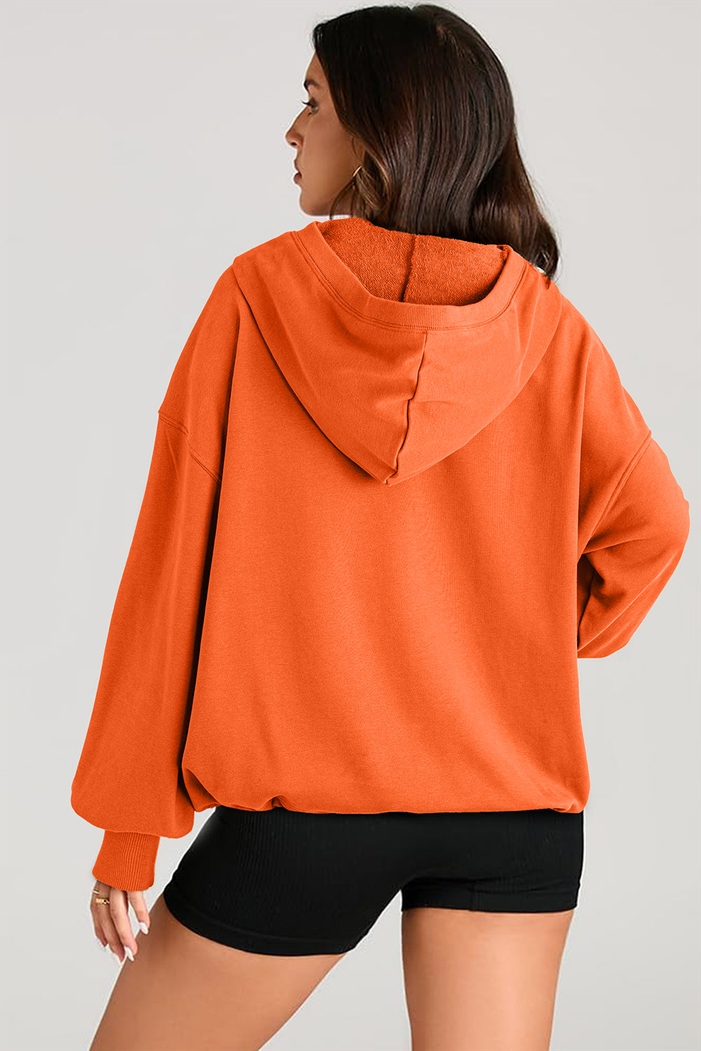 Orange Half Zipper Oversized Hoodie