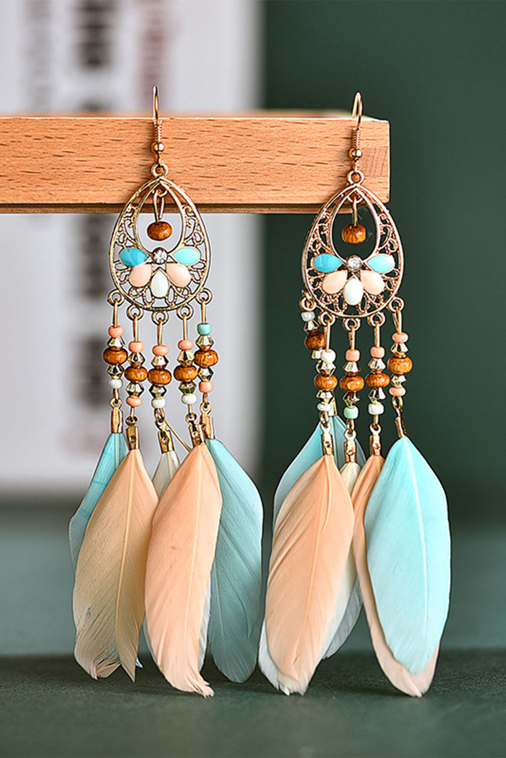 Multicolor Bohemian Feather Tassel Earrings