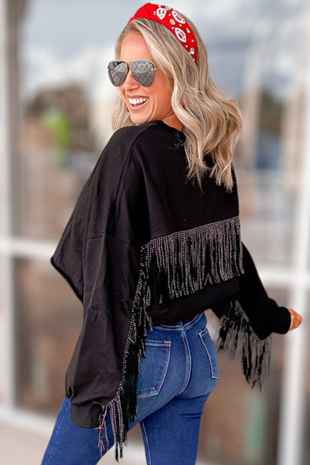 GAME DAY Sequined Cropped Sweatshirt