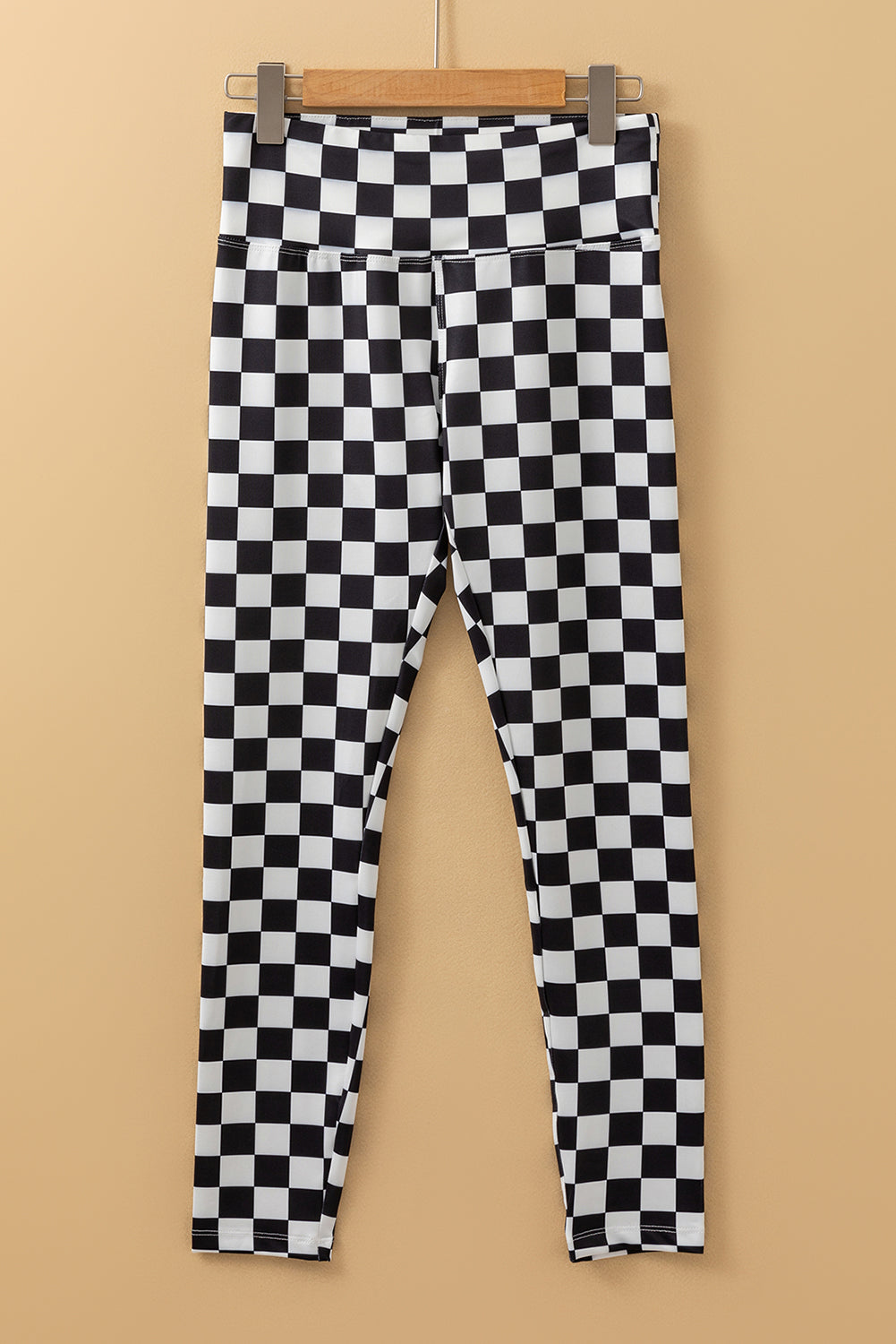 Black Checkered High Waist Skinny Leggings
