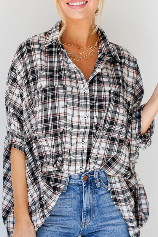 Plaid Print Oversize Shirt