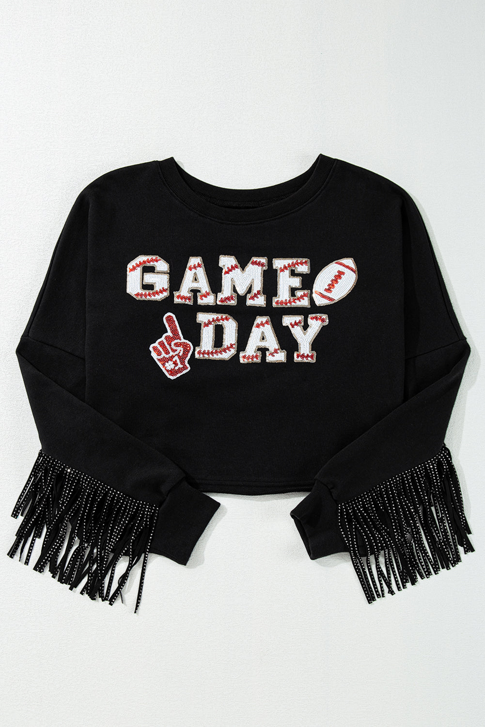 GAME DAY Sequined Cropped Sweatshirt