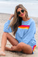 Blue Striped Accent Pullover and Shorts Two Piece Casual Set