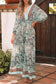 Boho Floral Print Lace-up Open Back High Waist Maxi Dress