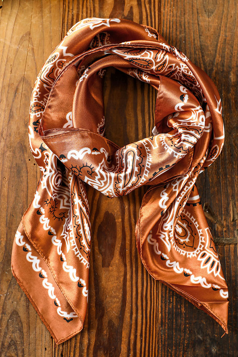 Vintage Satin Paisley Flower Print  Scarf