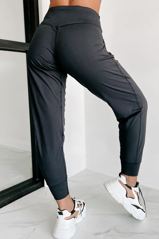 Black High Waist Pocketed Joggers