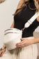 White Double Zip Faux Leather Crossbody Bag