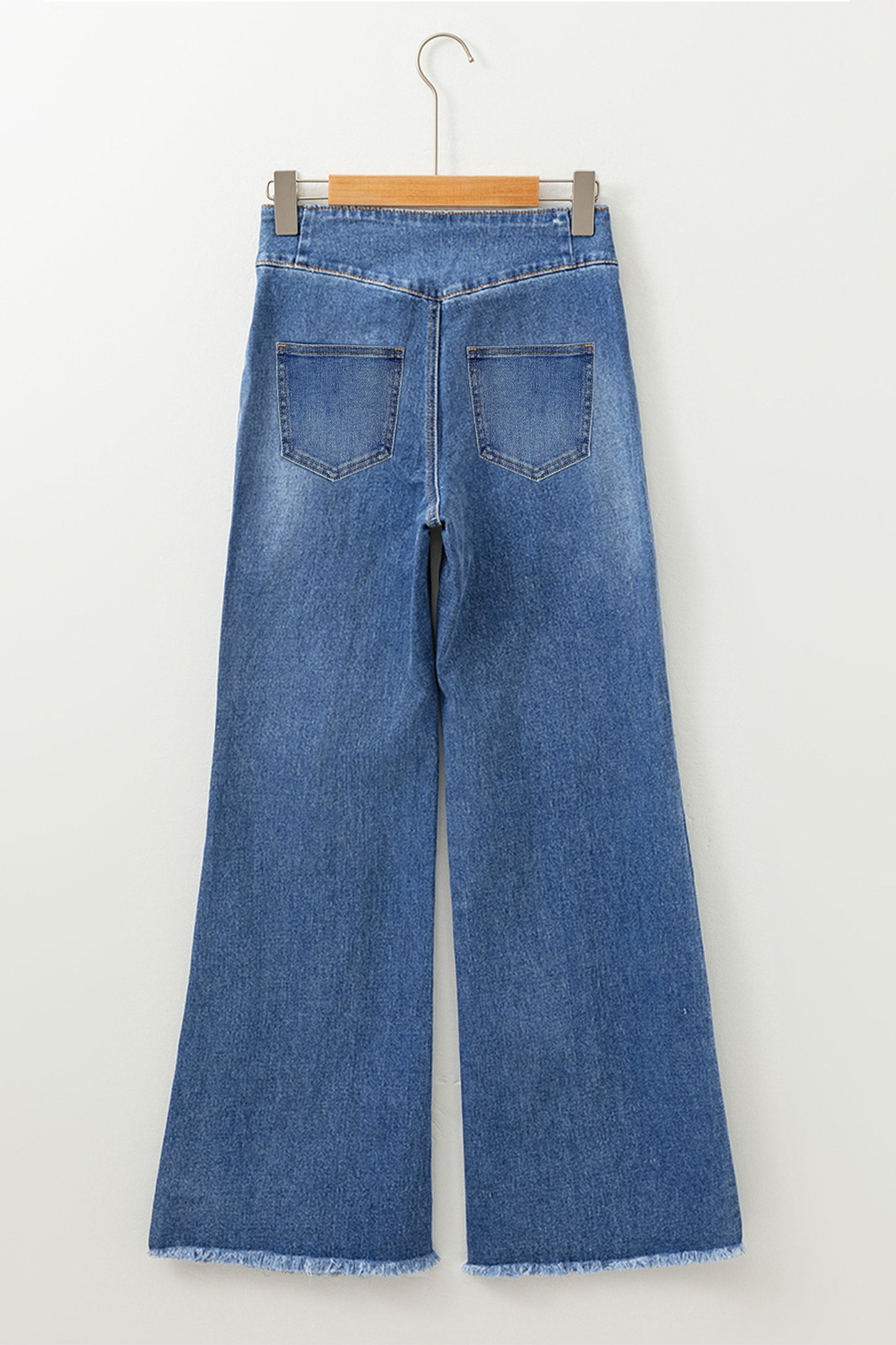 Sail Blue High Waist Button Fly Flare Jeans