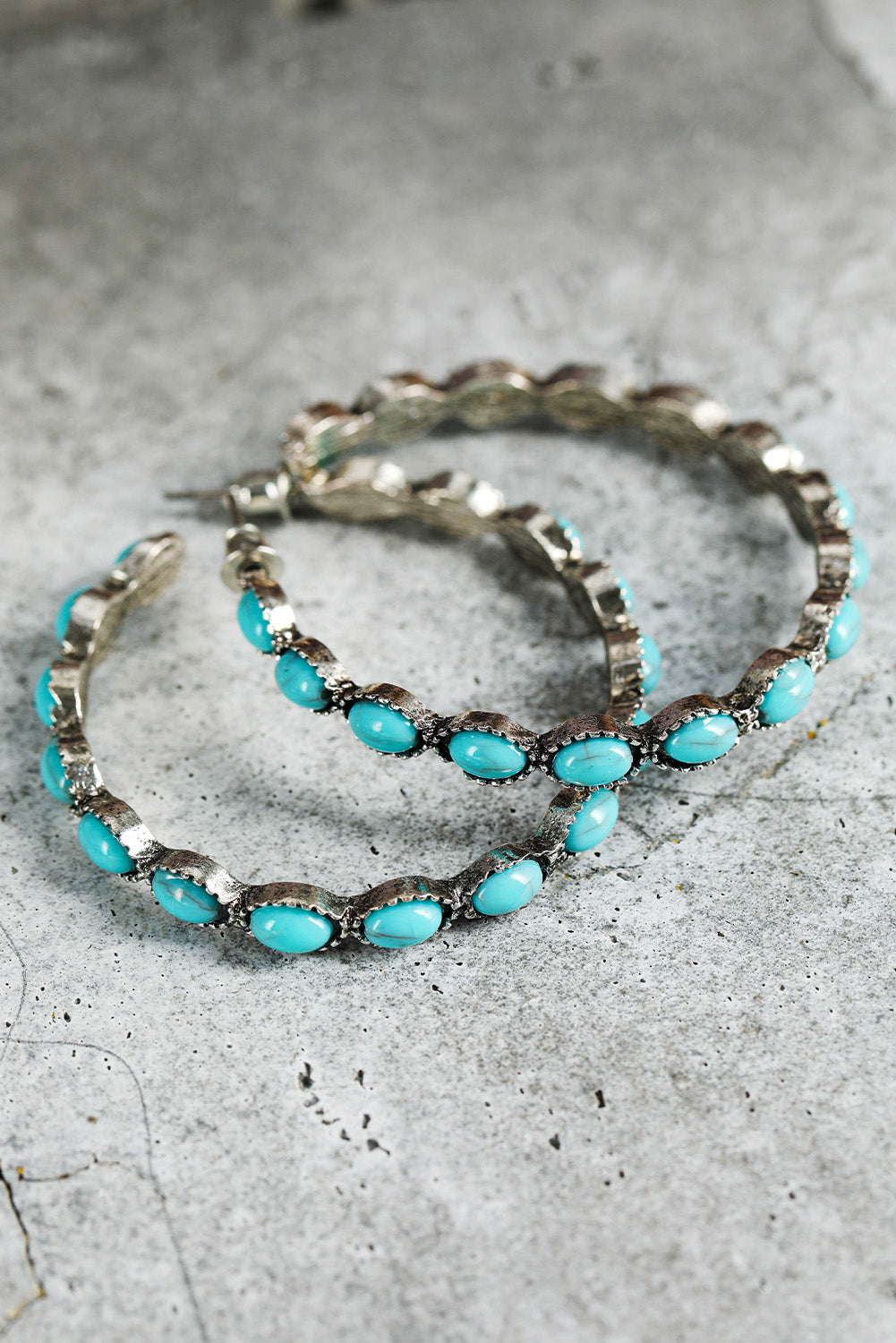 Sky Blue Gem Retro  Earrings