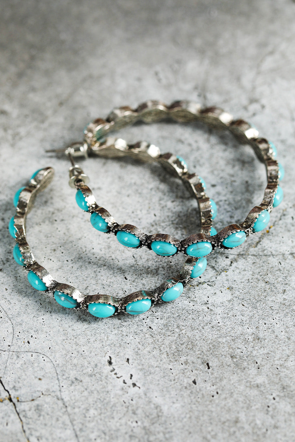 Sky Blue Gem Retro  Earrings
