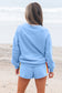 Blue Striped Accent Pullover and Shorts Two Piece Casual Set
