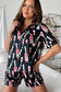 Black Champagne Silky Short Sleeve Pajamas Set