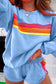 Blue Striped Accent Pullover and Shorts Two Piece Casual Set