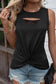 Black Slit Twist Front Tank Top