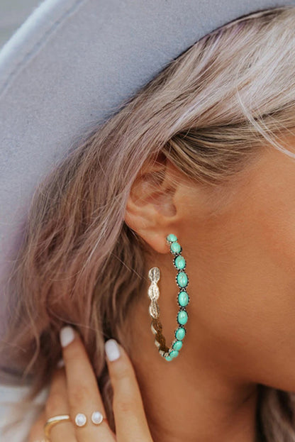 Sky Blue Gem Retro  Earrings