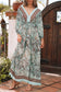 Boho Floral Print Lace-up Open Back High Waist Maxi Dress