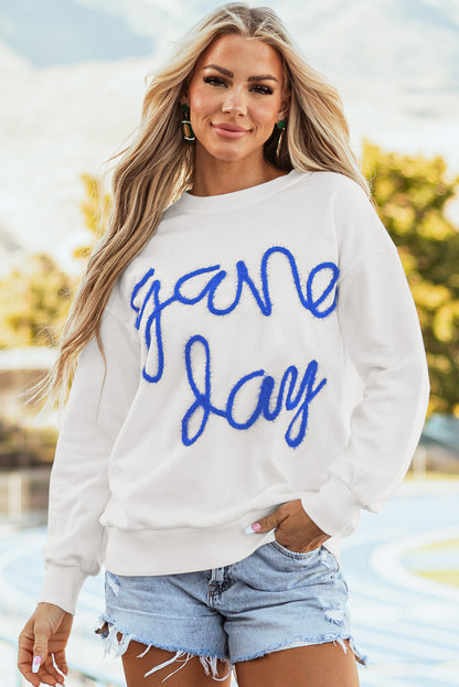 White Drop Shoulder Graphic Sweatshirt
