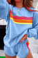 Blue Striped Accent Pullover and Shorts Two Piece Casual Set