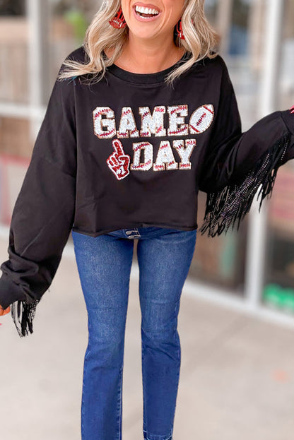GAME DAY  Sequined Cropped Sweatshirt