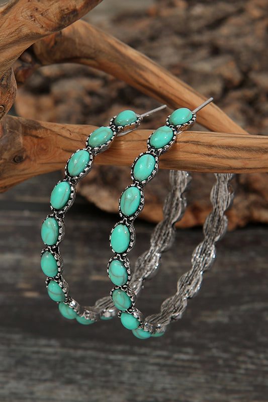 Sky Blue Gem Retro Earrings