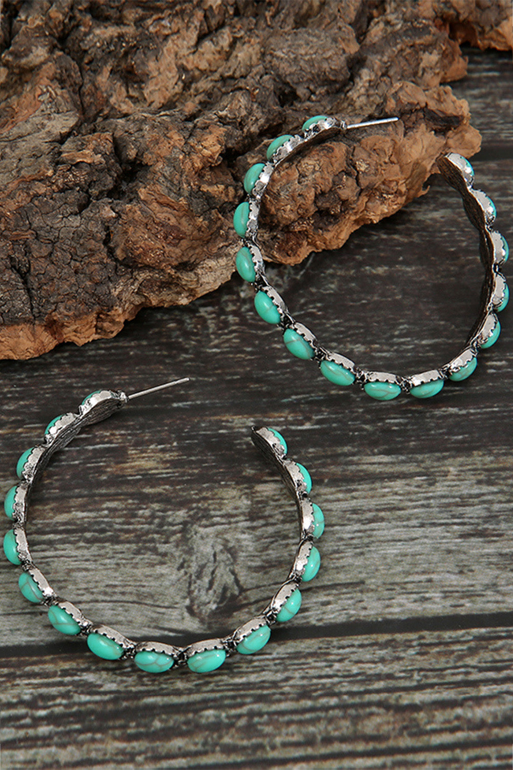 Sky Blue Gem Retro  Earrings