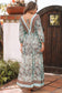 Boho Floral Print Lace-up Open Back High Waist Maxi Dress