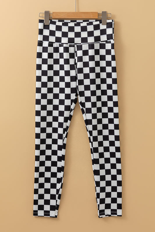 Black Checkered High Waist Skinny Leggings