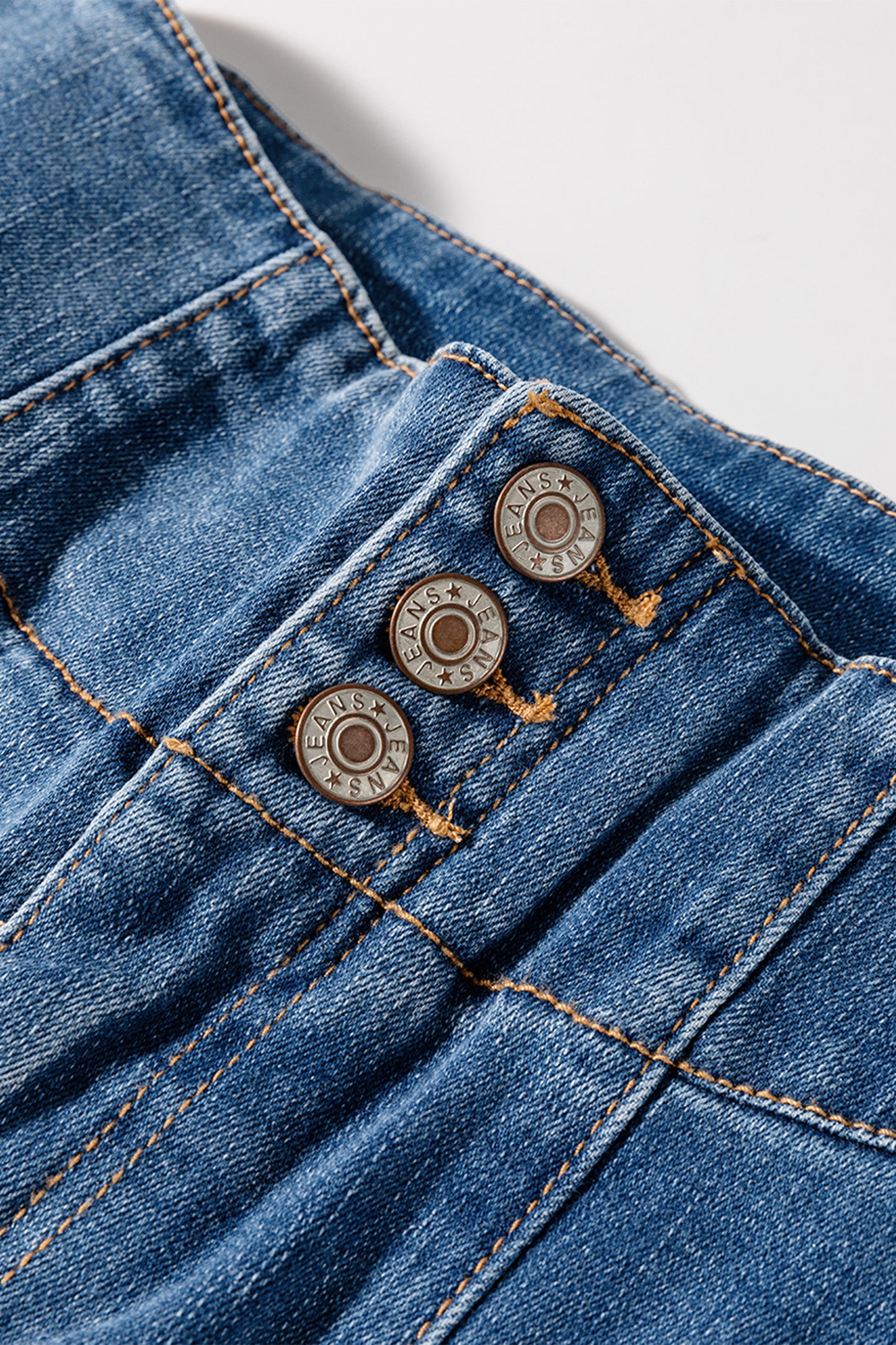 Sail Blue High Waist Button Fly Flare Jeans