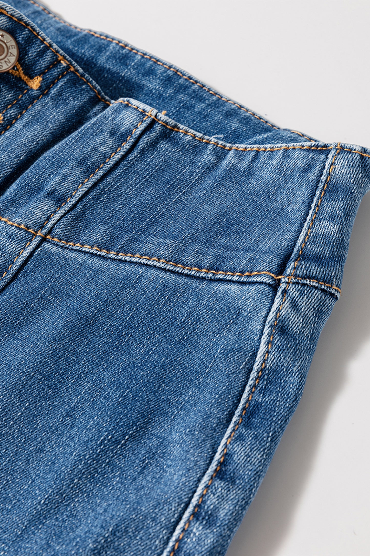 Sail Blue High Waist Button Fly Flare Jeans