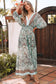 Boho Floral Print Lace-up Open Back High Waist Maxi Dress