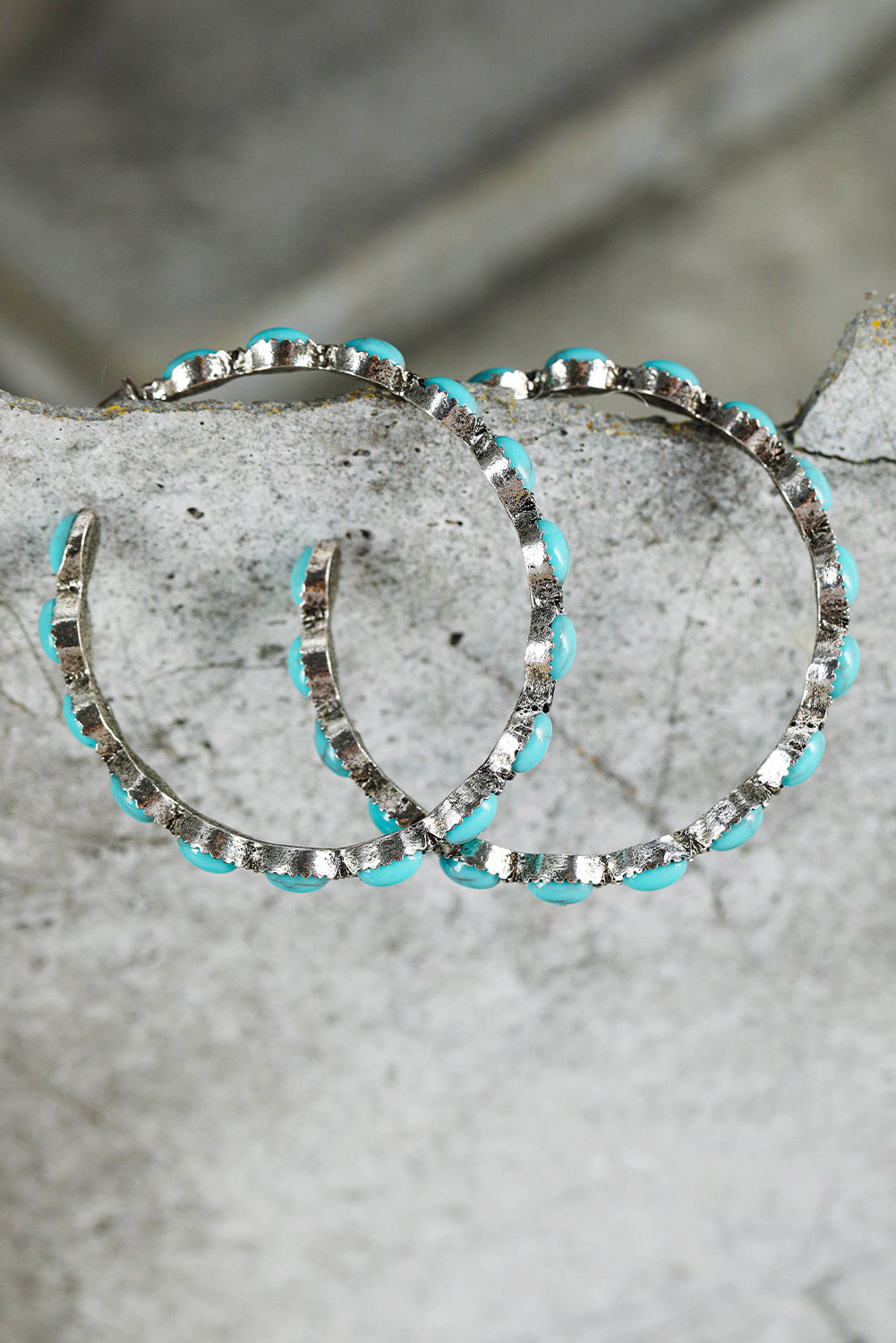 Sky Blue Gem Retro  Earrings