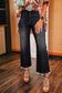 Carbon Grey Mineral Wash Raw Hem High Waist Flared Jeans