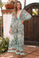 Boho Floral Print Lace-up Open Back High Waist Maxi Dress